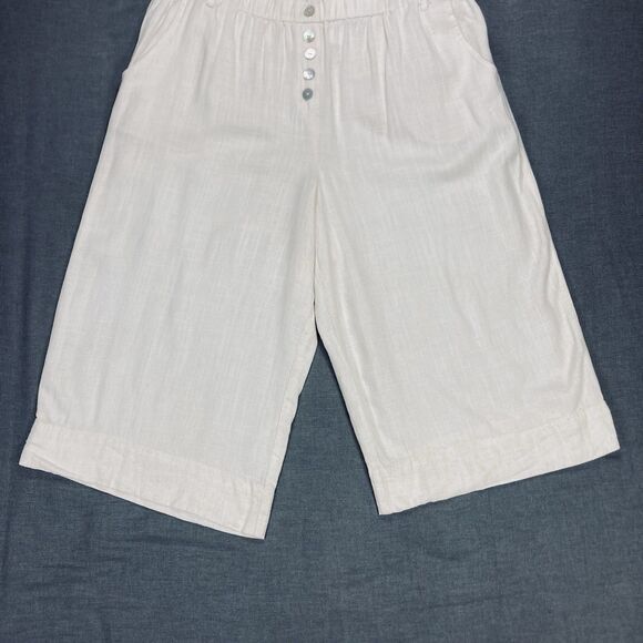 Ruby Rd Capri Pants Sz LP Ivory Elastic Waist Pockets Cottage Core Beachy Casual - Picture 4 of 13